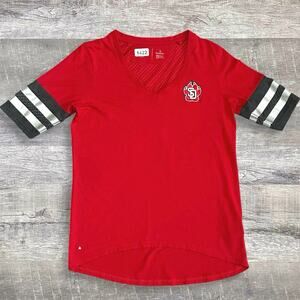 Antigua USD South Dakota Coyotes Varsity Tee Womens S Red Half Sleeve V-Neck Top